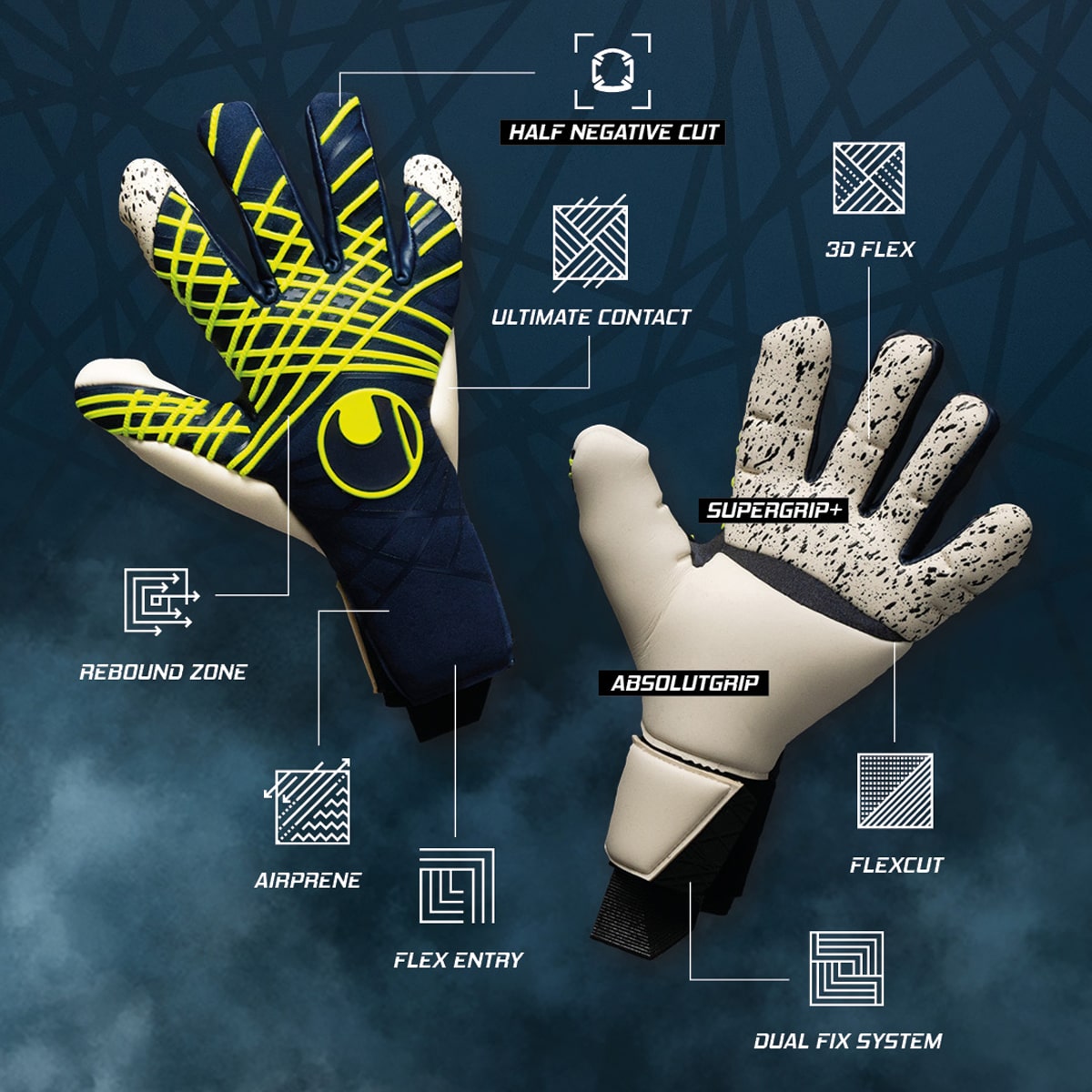 Prediction Flex HN Torwarthandschuhe Prediction Flex HN Torwarthandschuhe mit weichem Latexbelag für soliden Grip im Training und Spiel