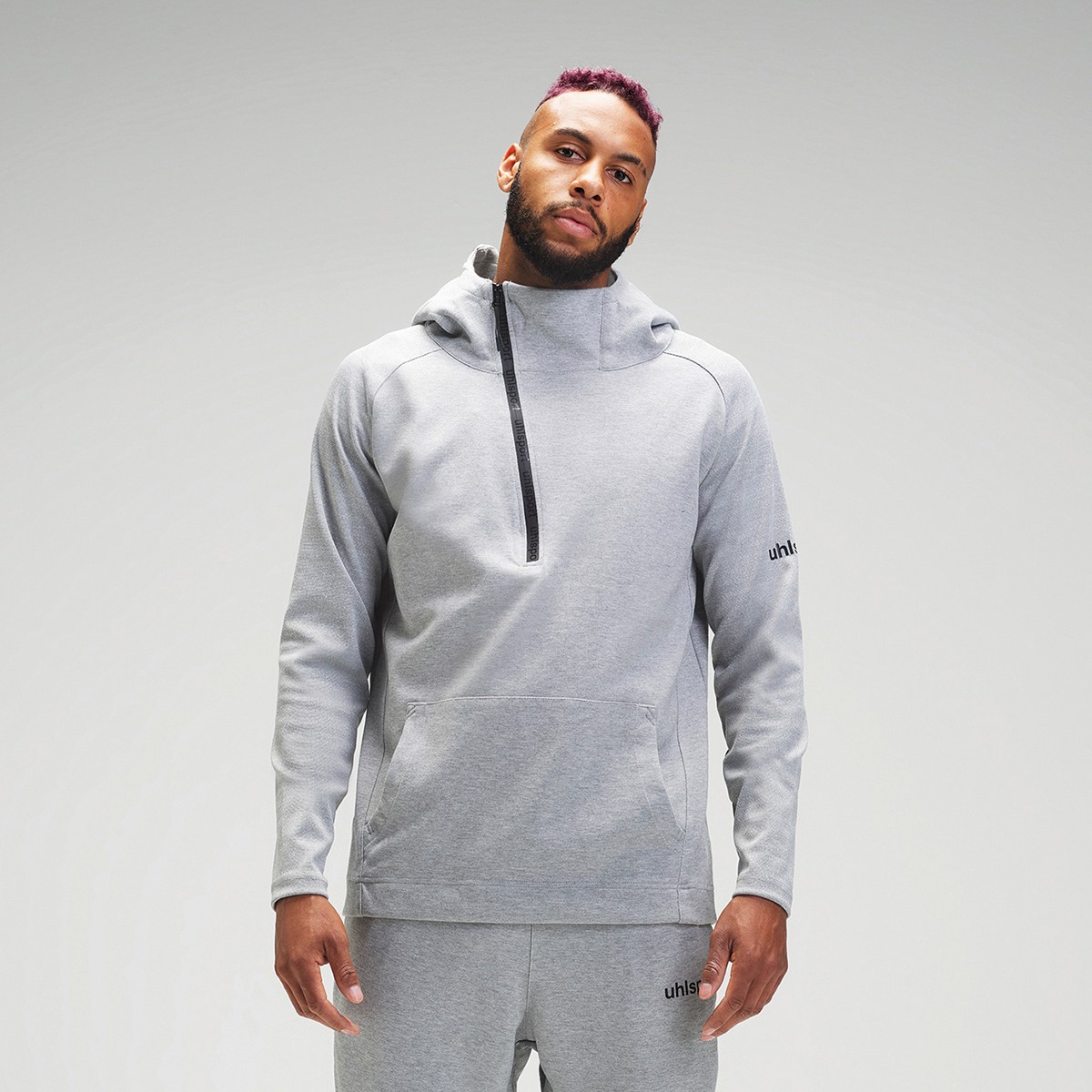 ESSENTIAL PRO ZIP-HOODIE Dark Grey Melange Worn