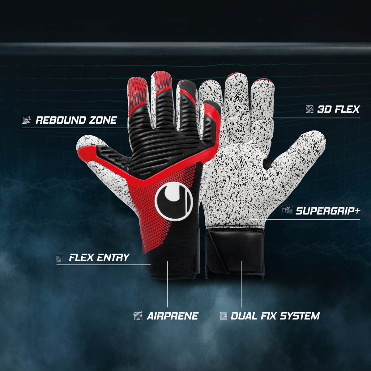 Powerline Supergrip+ Finger Surround Torwarthandschuhe Powerline Supergrip+ Finger Surround Torwarthandschuhe mit umlaufendem Fingerschnitt für maximalen Ballkontakt
