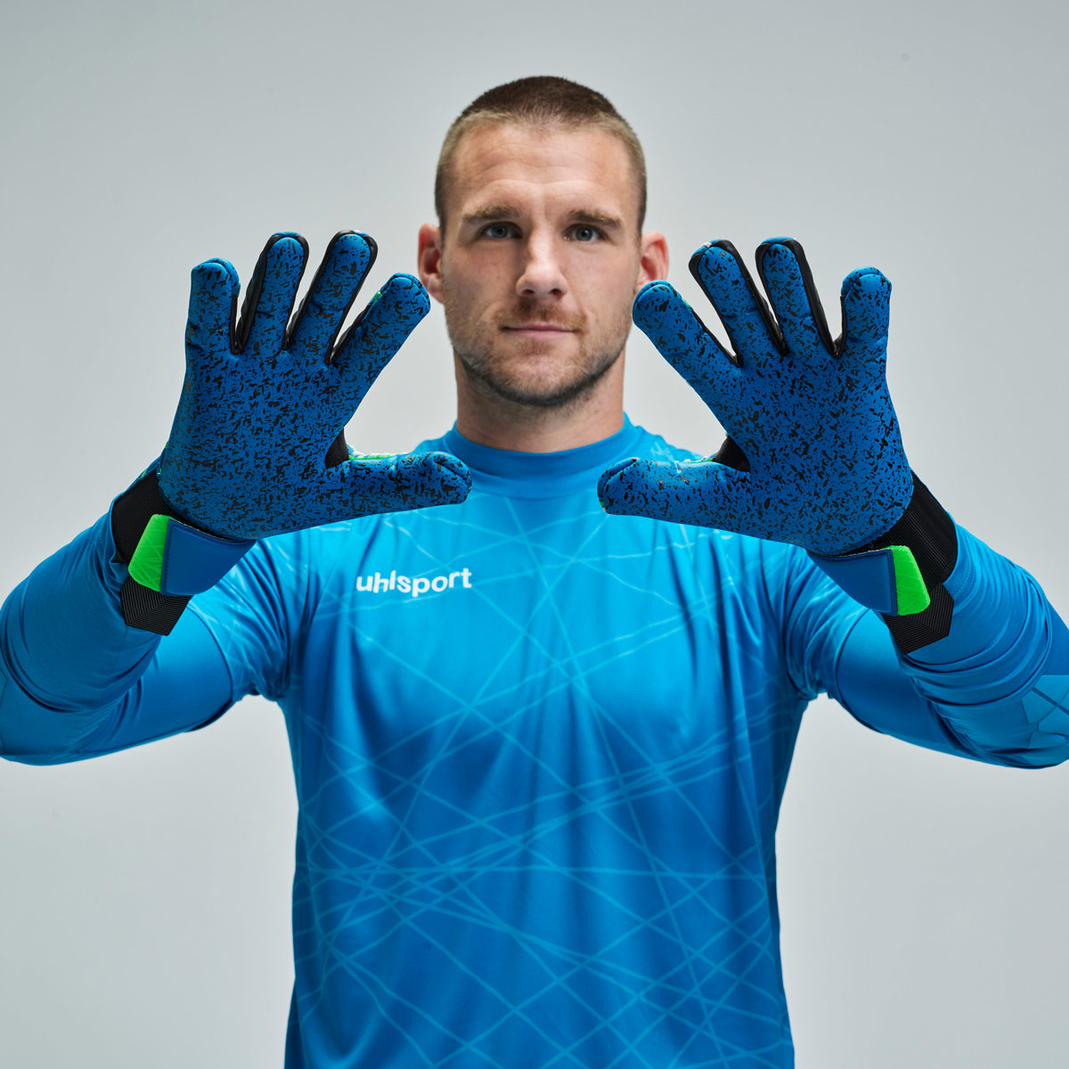 uhlsport Aquagrip HN Torwarthandschuhe uhlsport Aquagrip HN Torwarthandschuhe in Blau-Weiß für Matches bei Regenwetter