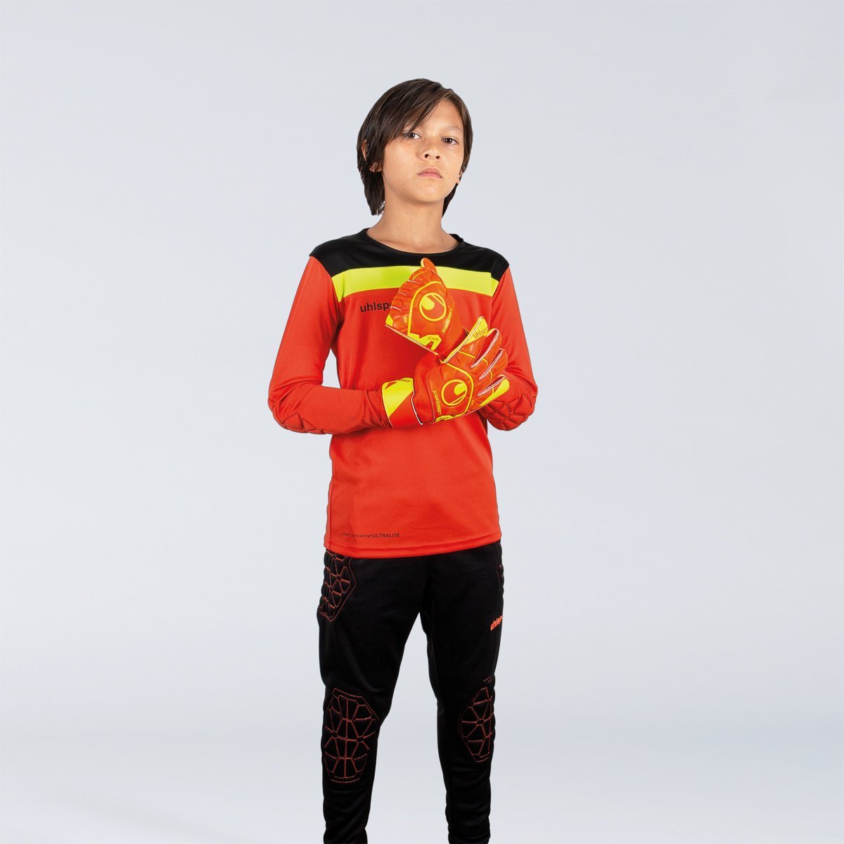 OFFENSE 23 TORWART-SET JUNIOR dynamic orange schwarz fluo gelb Worn 02